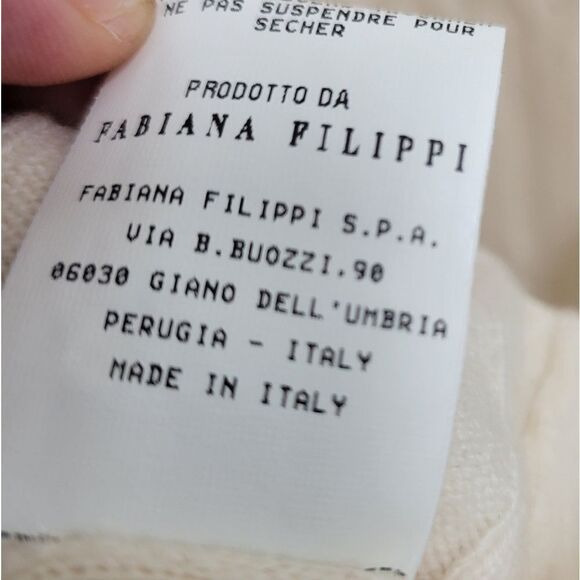 Fabiana Filippi Cream V Neck Cashmere 3/4 Sleeve Sweater Large - Picture 4 of 7
